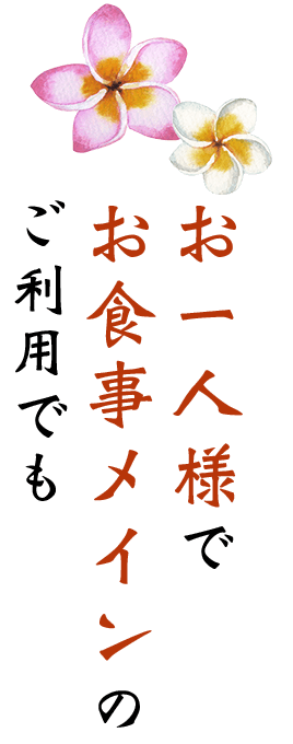 お一人様でお食事メインのご利用でも